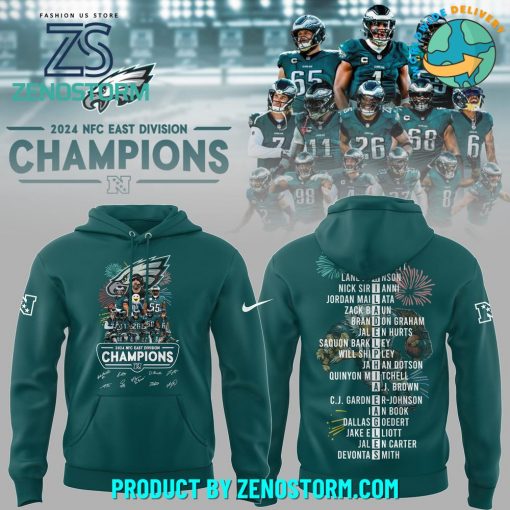 Philadelphia Eagles 2024 NFC EAST Division Champions Hoodie, Cap