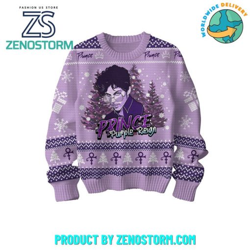 Prince Claus Purple Rain Ugly Christmas Sweater