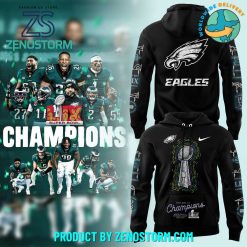 Black Philadelphia Eagles Super Bowl LIX Champions Lombardi Trophy Hoodie