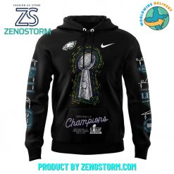 Black Philadelphia Eagles Super Bowl LIX Champions Lombardi Trophy Hoodie