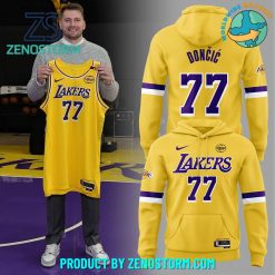 Los Angeles Lakers Show Luka Doncic Yellow Hoodie