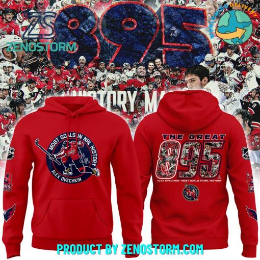 Alexander Ovechkin Washington Capitals NHL All-Time Leading Goal Scorer Cross Sticks Hoodie Red 2025.