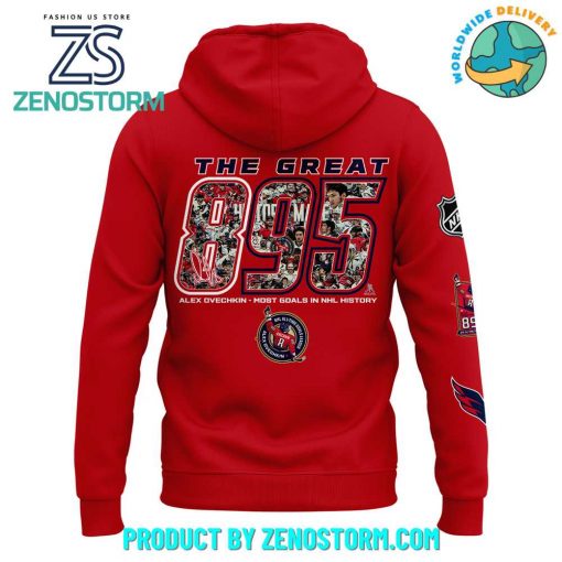 Alexander Ovechkin Washington Capitals NHL All-Time Leading Goal Scorer Cross Sticks Hoodie Red 2025.