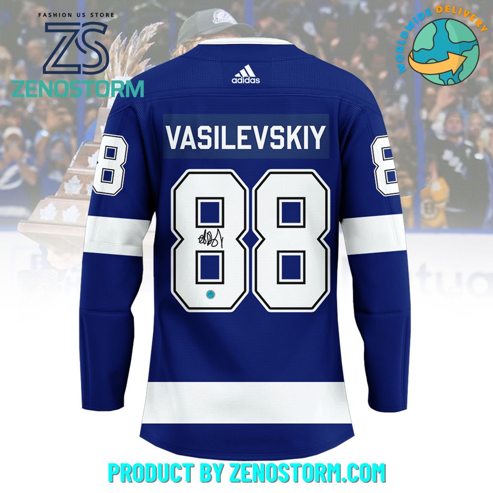 Andrei Vasilevskiy Autographed Tampa Bay Lightning Blue Hockey Jersey Andrei Vasilevskiy Autographed Tampa Bay Lightning Blue Hockey Jersey