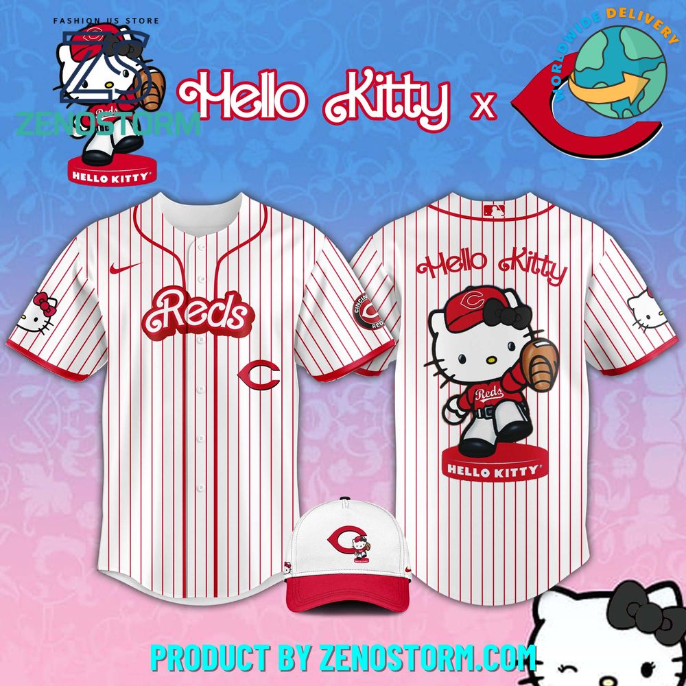 Cincinnati Reds MLB x Hello Kitty Night Jersey 2025 Cincinnati Reds MLB x Hello Kitty Night Jersey 2025