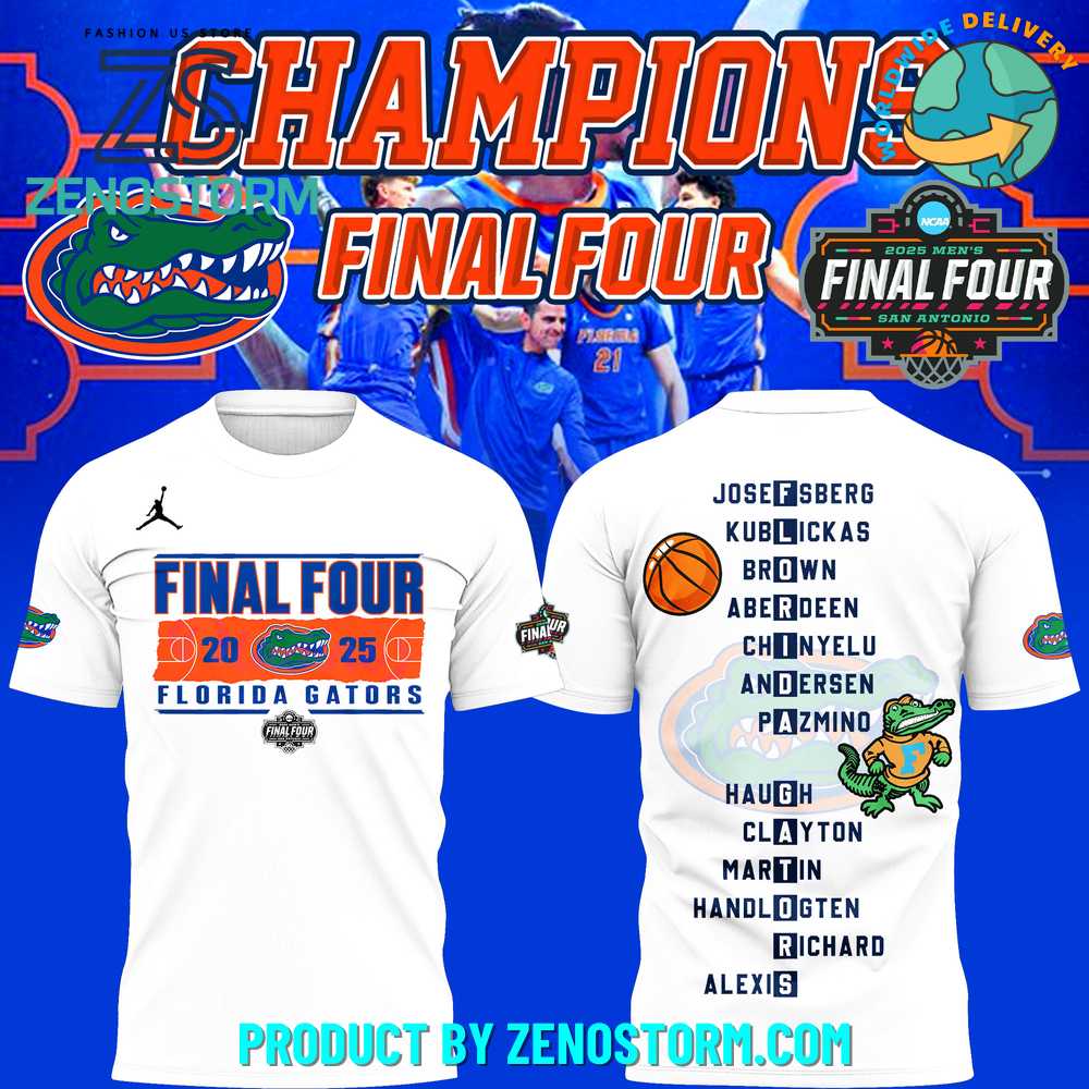 Florida Gators Basketball Team Champions Final Four 2025 Shirt Florida Gators Basketball Team Champions Final Four 2025 Shirt
