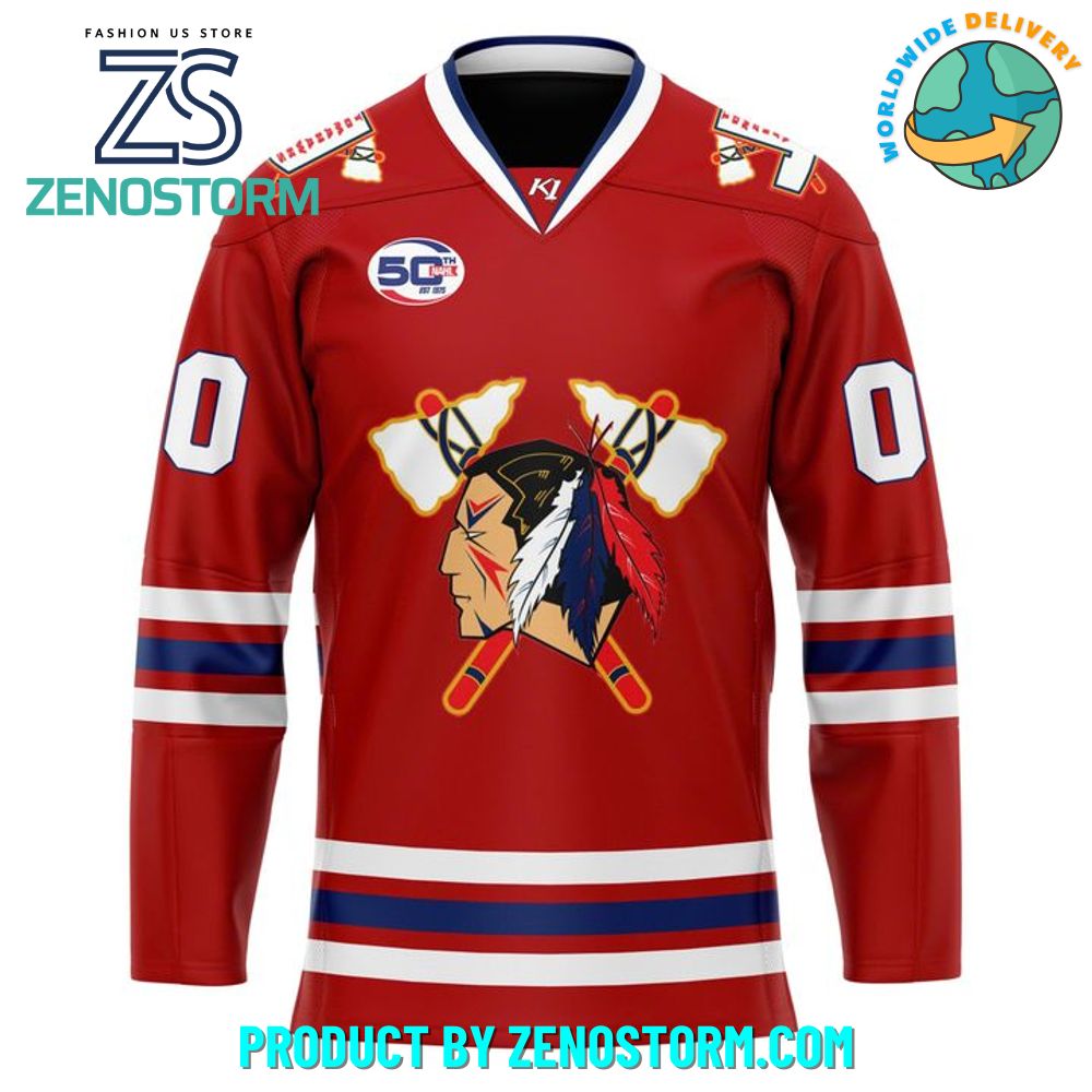 Johnstown Tomahawks x 2025 End-of-Year Red Hockey Jersey Johnstown Tomahawks x 2025 End-of-Year Red Hockey Jersey