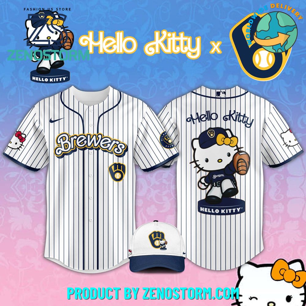 Milwaukee Brewers MLB x Hello Kitty Night Jersey 2025 Milwaukee Brewers MLB x Hello Kitty Night Jersey 2025