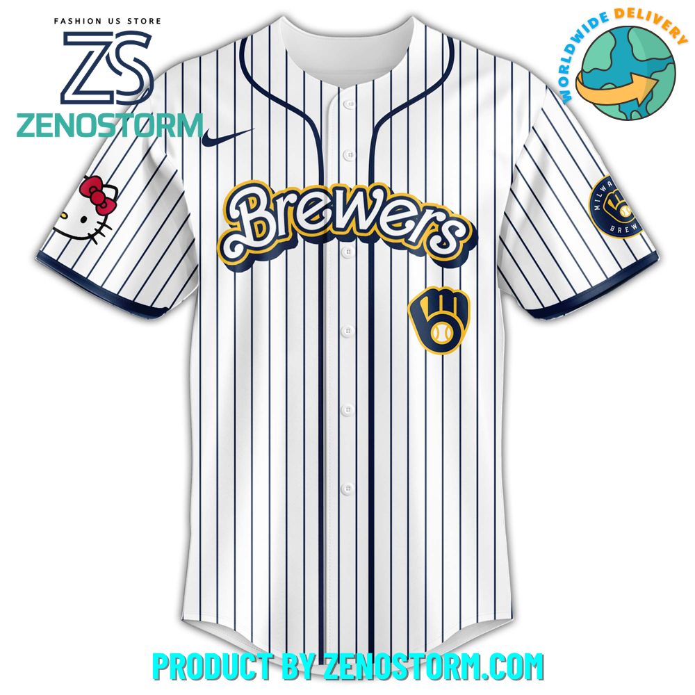 Milwaukee Brewers MLB x Hello Kitty Night Jersey 2025 Milwaukee Brewers MLB x Hello Kitty Night Jersey 2025