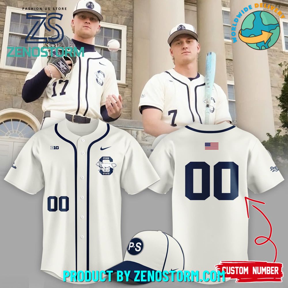 Penn State Nittany Lions Baseball New Cream Baseball Jersey Penn State Nittany Lions Baseball New Cream Baseball Jersey