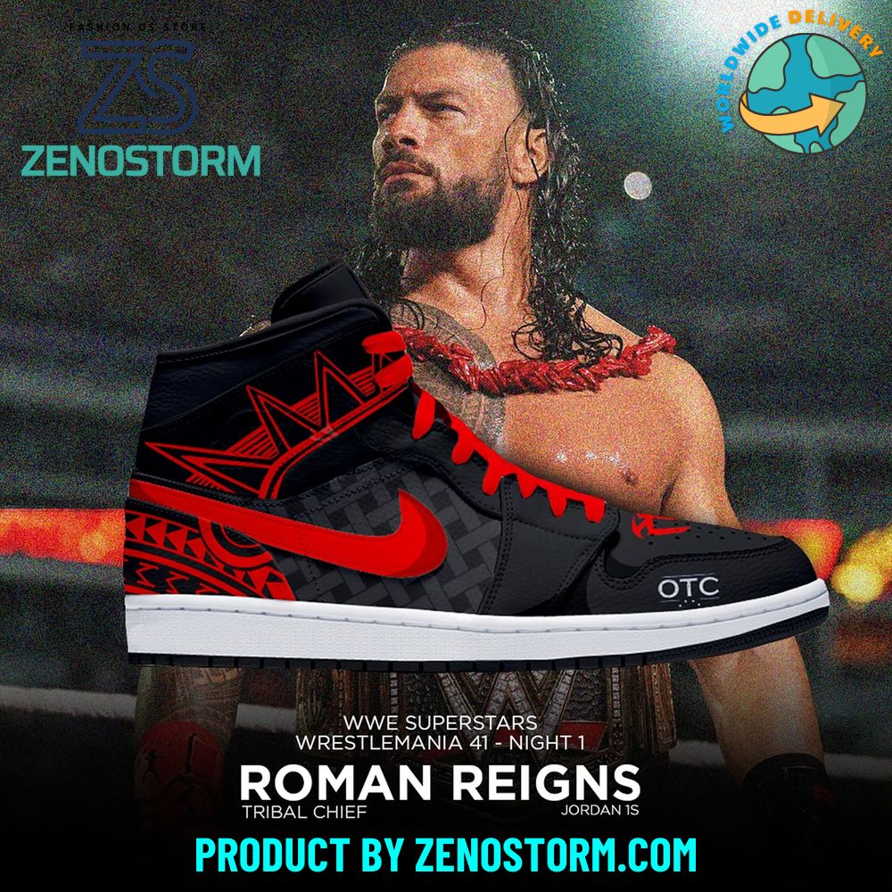 Roman Reigns Tribal Chief WWE Superstars WrestleMania 41 Night Nike Jordan 1 Roman Reigns Tribal Chief WWE Superstars WrestleMania 41 Night Nike Jordan 1