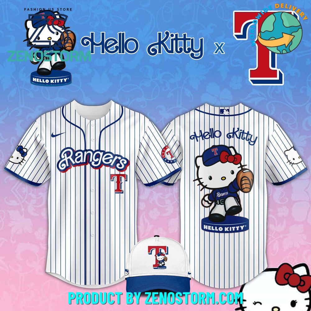 Texas Rangers MLB x Hello Kitty Night Jersey 2025 Texas Rangers MLB x Hello Kitty Night Jersey 2025