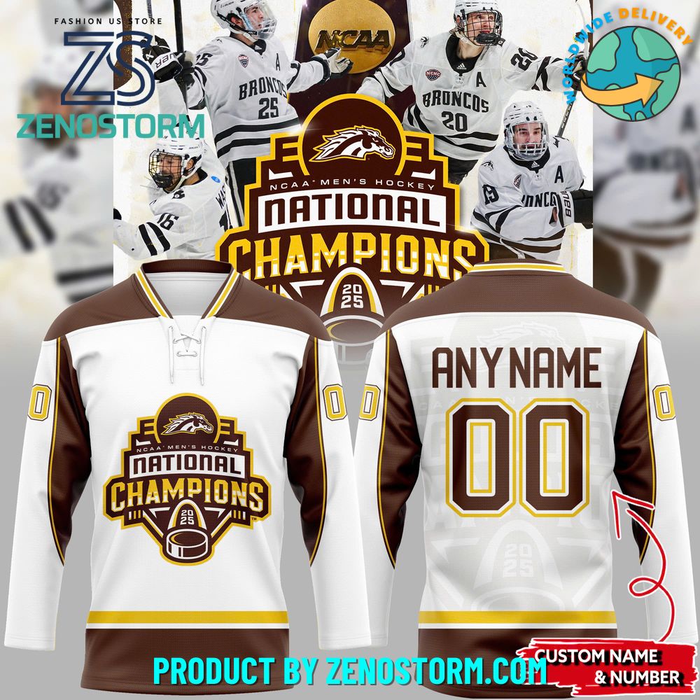 Western Michigan Broncos 2025 National Hockey Champions Jersey Western Michigan Broncos 2025 National Hockey Champions Jersey