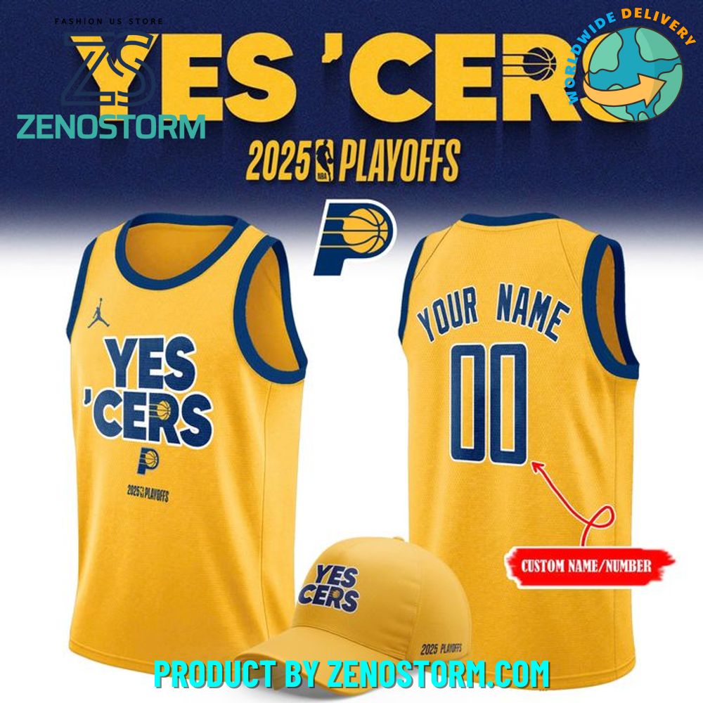 Indiana Pacers 2025 NBA Playoffs Yes 'Cers Basketball Jersey Indiana Pacers 2025 NBA Playoffs Yes 'Cers Basketball Jersey